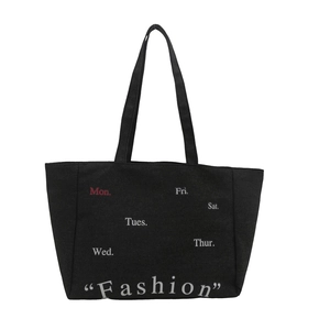 Retro denim tote bag with daily schedule print for autumn/winter daily commuting