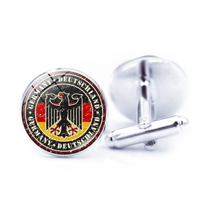 German national emblem and flag cufflinks with silver metal base for men shirts