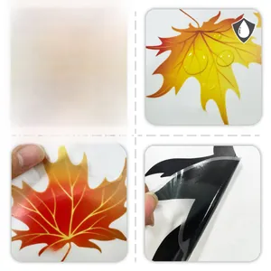 Macro detail of waterproof maple leaf wall stickers showing front and back texture