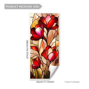 Retro red floral static window film stickers with 45x100cm product size specifications