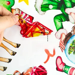 Double-sided colorful Christmas window stickers with Santa and reindeer motifs