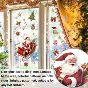 Detail of Santa Claus sleigh static window stickers with double-sided Christmas patterns