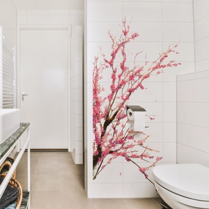 Pink cherry blossom wall decal for living room floral wall stickers home decoration