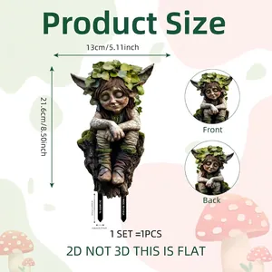Garden tree spirit decorative 2D garden stake with leaf crown and size measurements