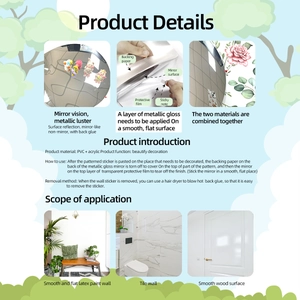 Detail of self-adhesive acrylic mirror wall sticker showing protective film and PVC layer