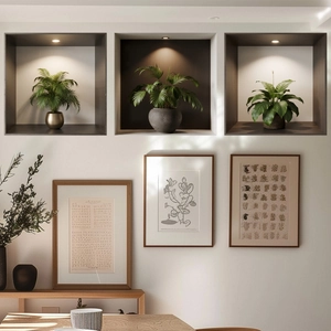 Creative botanical wall art stickers with 3D potted plants for modern living room decor