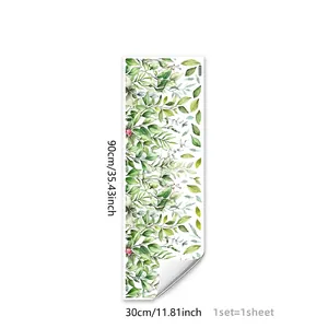 Watercolor green plant leaf wall sticker 30x90cm for home decor self-adhesive mural