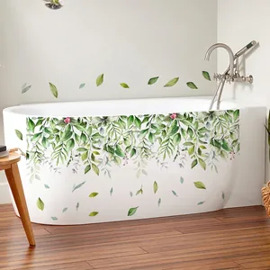Wall Sticker Green Plant Vines Hanging Leaves Waterproof PVC Self-Adhesive Watercolor Style Home Decor Bedroom Bathroom