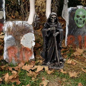 Halloween Sensenmann Gartenstecker PVC Schwarzer Umhang Skelett Sense Outdoor Hof Rasen Dekoration Horror Requisite