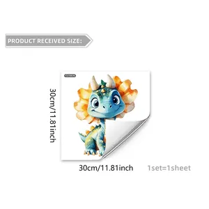 Luminous blue cartoon dinosaur wall sticker for kids bedroom 30x30cm watercolor dinosaur