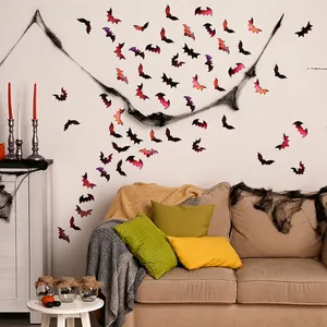 Halloween bat wall decals with 3D laser material changing colors from different angles