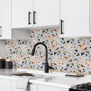 Retro multi-colored geometric tile wall stickers for kitchen backsplash decoration