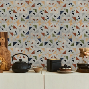 Modern geometric tile stickers with marble texture for kitchen backsplash decoration