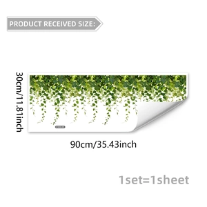 Detailed size specifications for 90x30cm green vine leaves static window stickers set