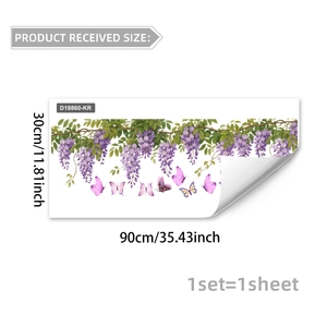 Wisteria and butterfly static window cling set for wall and glass decor 30x90cm