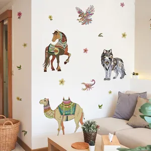 Bohemian style animal wall stickers featuring camel and eagle for living room decor