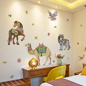 Bohemian Mandala Animal Wall Stickers PVC Waterproof Self Adhesive Removable Decals For Kids Room Bedroom Living Room Decor