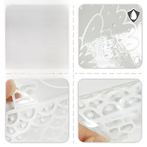 Detail of waterproof white house window sticker showing front and reverse side texture