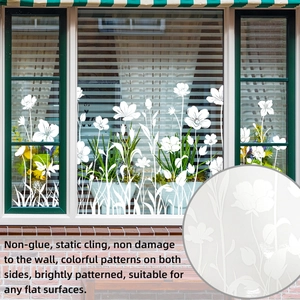 Details von weißen Blumen-Silhouette-Fensteraufklebern mit beidseitig sichtbarem Design