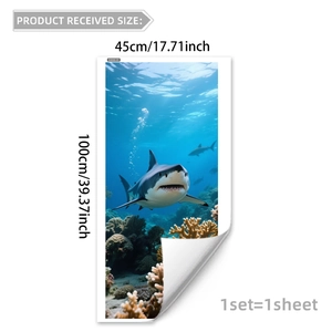 Detail view of Great White Shark underwater wall sticker showing 100x45cm dimensions