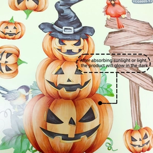 Glow in the dark Halloween pumpkin and road sign wall stickers for festive room decoration