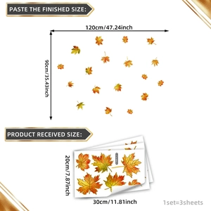Stickers muraux feuilles d'érable avec accents dorés pour décor de chambre