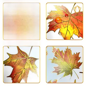 Détail de stickers muraux feuilles d'érable étanches avec dorure et vue double face