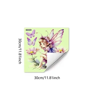 Luminous fairy and butterfly wall stickers for kids room 30x30cm green glow wall decals