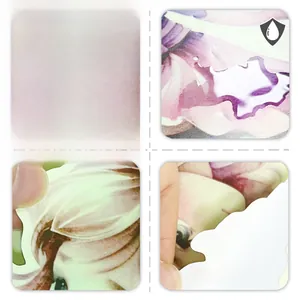 Waterproof wall stickers featuring original fairy and flower illustrations in soft purple