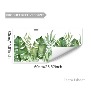 Watercolour tropical green leaf static window stickers 30x60cm monstera plant decals