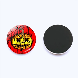 Aimants de réfrigérateur en verre motif citrouille d'Halloween avec base magnétique