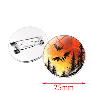 Retro Halloween Kürbis Silhouetten Anstecknadel mit 25mm Durchmesser und Metallclip