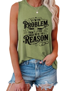 Olive green muscle tee with vintage bull skull graphic and slogan, casual detail view