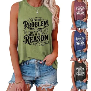 Women Sleeveless Tank Top Cotton Blend Round Neck Cow Skull Letter Print Vintage Western Casual Summer Muscle Tee