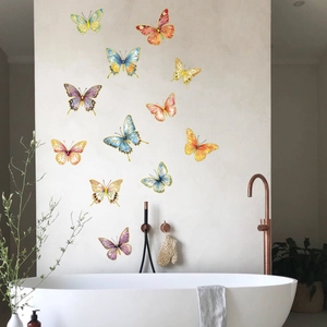 Bunte 3D Schmetterling Wandaufkleber für Badezimmer und Schlafzimmer Deko Set