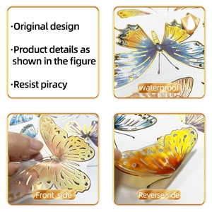 Details von wasserdichten Schmetterling-Wandtattoos mit Goldfolie und doppelseitiger Sicht