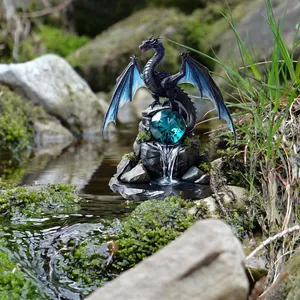 Fantasy Dragon Garden Stake PVC Decorative Outdoor Courtyard Art Blue Gem Design Waterproof Yard Ornament For Lawn Patio