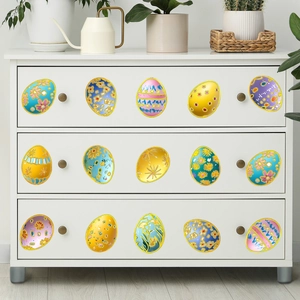 Adesivi murali colorati con uova di Pasqua per decorazione domestica con vari motivi floreali