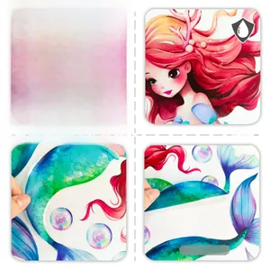 Detail showing waterproof red hair mermaid window sticker with double-sided visual design