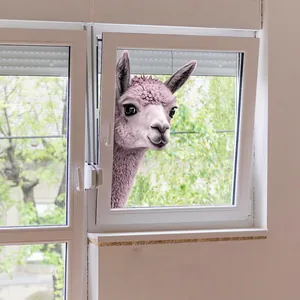 Pink alpaca static window sticker with double-sided visual effect for home decoration
