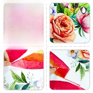 Detailed view of waterproof watercolor floral wall stickers with premium adhesive backing