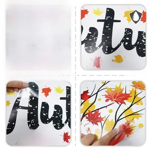 Waterproof autumn maple leaf wall stickers with orange and red foliage and artistic text