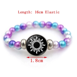 Bracciale elastico con perline luminose sole luna e perle colorate sfumate per coppie