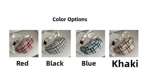 Checkerboard pattern crossbody fanny packs in red, black, blue, and khaki woven tweed
