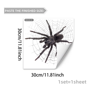 Spider web Halloween wall sticker for home decor with realistic 3D black spider design