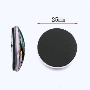 Round Yin Yang Tai Chi crystal glass fridge magnet with 25mm magnetic base diameter