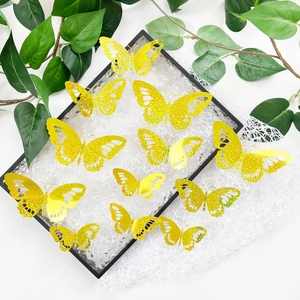 3D gouden glitter vlinder muurstickers set met hol ontwerp voor huisdecoratie