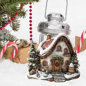 Christmas Snow House Garden Stake 2D PVC Yard Sign Waterproof Outdoor Winter Garden Decoration Holiday Party Ornament