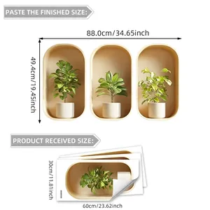 3D-Wandtattoos mit grünen Topfpflanzen für Wohnzimmer Deko Größe 88x49,4cm
