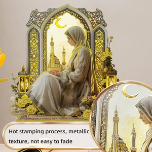 Detail of hot stamping process with metallic texture on Islamic girl wall art sticker
